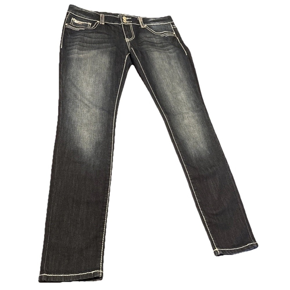 Vanity Premium Collection Women's Dark Wash Jeans Slim‎ Straight 36x32 Sequins